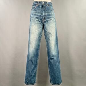 45rpm Size 28 Blue Cotton Distressed Straight Selvedge Jeans